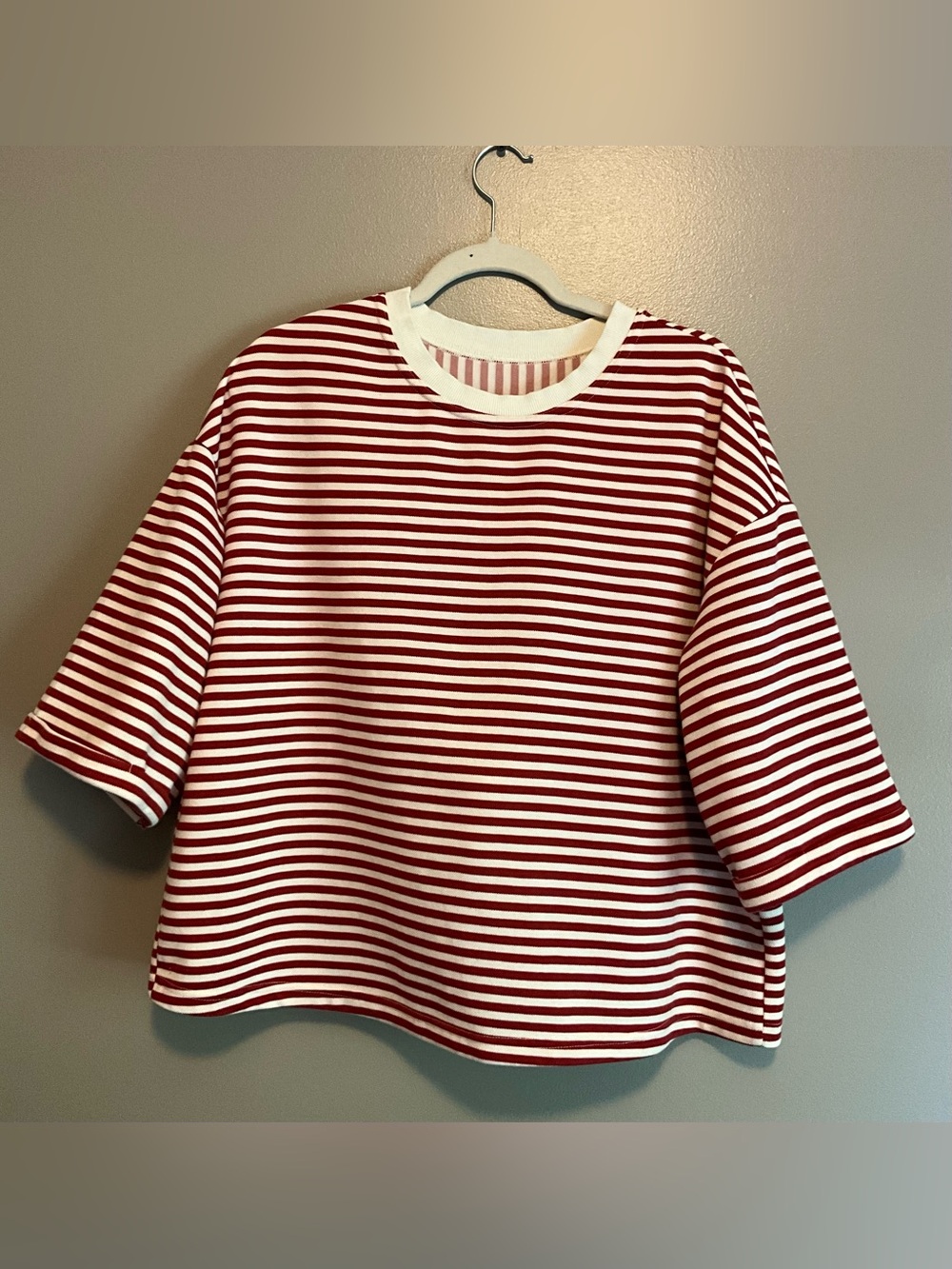 Source Unknown Red & White Striped Short Sleeve Tee Shirt
